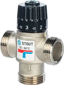 Трехходовой термостатический смесительный клапан 1&quot; +35...+60°С Kvs 2.5 Stout SVM-0020-256025, 1