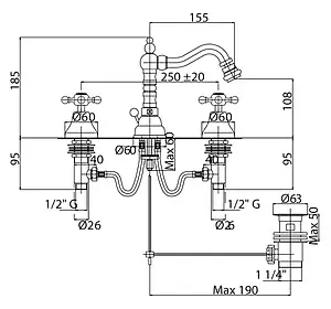 Смеситель для биде Cezares Golf хром GOLF-BBS2-01 Смеситель для биде Cezares Golf хром GOLF-BBS2-01, 2