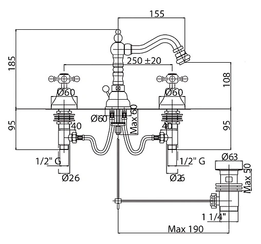 Смеситель для биде Cezares Golf хром GOLF-BBS2-01