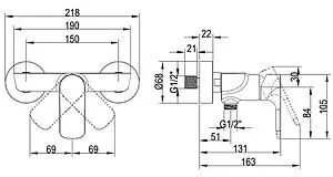 Смеситель для душа Villeroy&Boch O.novo хром TVS10400100061, 2