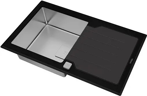 Мойка кухонная Teka Diamond RS15 1B 1D 86 нержавеющая сталь/чёрное стекло 115100011