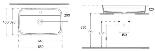 Раковина ISVEA Peak 65 белый глянцевый 10PE65065SV