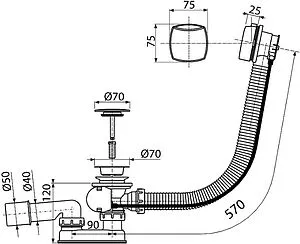 Слив-перелив для ванны Koller Pool хром B70CPPA Слив-перелив для ванны Koller Pool хром B70CPPA, 2