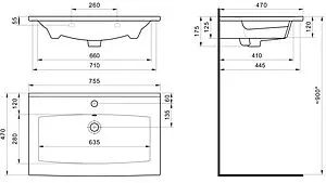 Тумба-умывальник подвесная Aquaton Либерти 75 дуб эльвезия 1A2795K0LYC70, 4