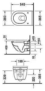 Унитаз подвесной Duravit Starck 3 белый 2225090000 Унитаз подвесной Duravit Starck 3 белый 2225090000, 2