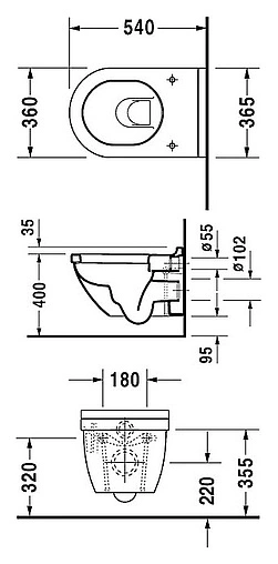 Унитаз подвесной Duravit Starck 3 белый 2225090000