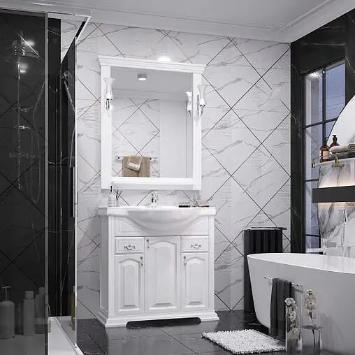 Тумба-умывальник напольная Opadiris Риспекто 85 белый матовый 00-00006704+1WH110265