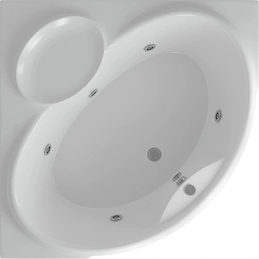 Ванна акриловая с гидромассажем Aquatek Эпсилон 150х150 с фронтальной панелью, с каркасом (вклеенный), с гидромассажем (пневмоуправление) EPS150-0000005