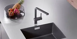 Смеситель для кухни с выдвижным изливом Blanco Linus-S Silgranit тёмная скала 518813 Смеситель для кухни с выдвижным изливом Blanco Linus-S Silgranit тёмная скала 518813, 3