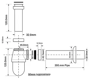 Сифон бутылочный для раковины Mc Alpine хром MR3250-CB-NW, 2
