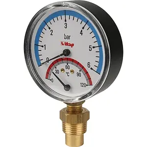 Термоманометр радиальный Itap 80мм 6 бар 120°С ½&quot; 484B012, 4