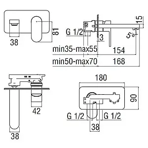 Смеситель для раковины из стены Nobili Up хром UP94198/1CR Смеситель для раковины из стены Nobili Up хром UP94198/1CR, 2