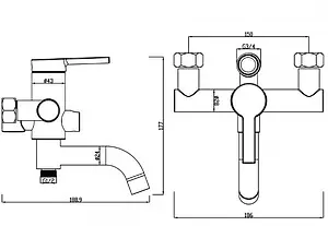 Смеситель для ванны Swedbe Diana чёрный матовый 1035B Смеситель для ванны Swedbe Diana чёрный матовый 1035B, 2