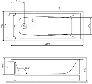 Ванна акриловая Am.Pm Gem 150x70 W90A-150-070W-A1 Ванна акриловая Am.Pm Gem 150x70 W90A-150-070W-A1, 2