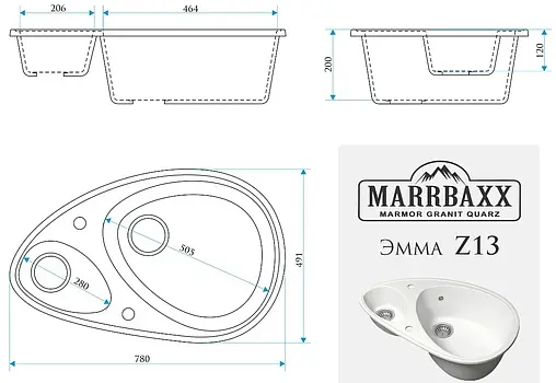 Мойка кухонная Marrbaxx Эмма 78 черный Z13Q4