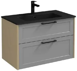 Тумба-умывальник подвесная ISVEA Valero 80 серый/дуб 27VRS075080I+10SL51081SV-2C, 1