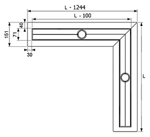 Лоток душевой угловой 1176мм h=53мм TECEdrainline 611200, 2