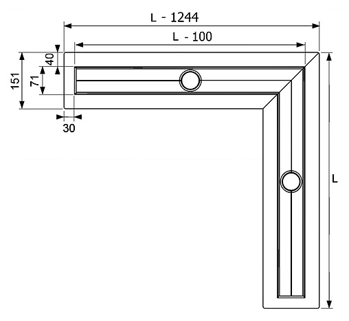 Лоток душевой угловой 1176мм h=53мм TECEdrainline 611200