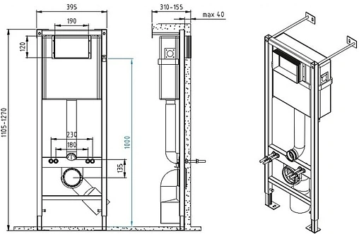 Комплект 6 в 1 Cersanit Carina XL CO DPL EO slim 64119 с кнопкой Corner белый глянцевый