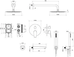 Душевая система со смесителем для ванны Aquatek Бетта чёрный матовый AQ1173MB Душевая система со смесителем для ванны Aquatek Бетта чёрный матовый AQ1173MB, 2