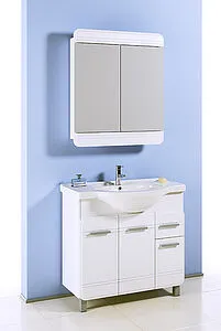 Шкаф-зеркало Aqwella Corsica 74 белый Kor.04.07, 5