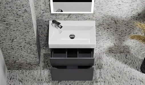 Тумба под умывальник подвесная Raval Brik 55 антрацит Brk.01.55/P/A/RL