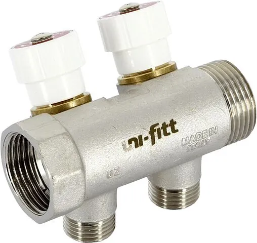 Коллектор регулирующий проходной 2 отвода 1"в/н x ½"н Uni-fitt 405N4220