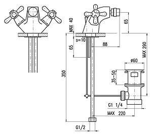 Смеситель для биде Rav Slezak Morava retro хром MK145.5 Смеситель для биде Rav Slezak Morava retro хром MK145.5, 2