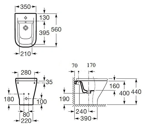 Биде напольное Roca Gap белый 357474000