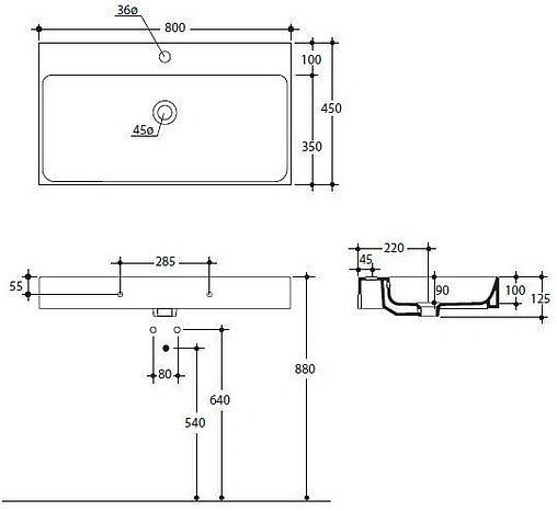 Раковина Kerasan Cento 80 белый 353301*1