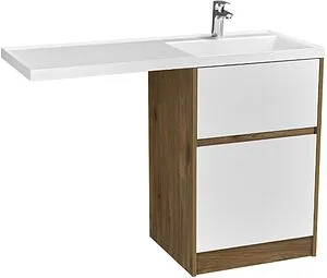 Тумба-умывальник напольная над стиральной машиной Aquaton Лондри 120 R дуб рустикальный/белый 1A2669K2LHDR0+, 1
