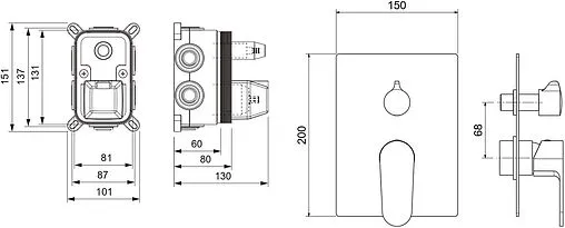Смеситель для ванны скрытого монтажа Aquatek Оберон хром AQ1247CR
