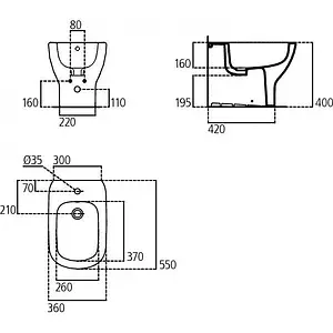 Биде напольное Ideal Standard Tesi Silk Black черный матовый T3540V3 Биде напольное Ideal Standard Tesi Silk Black черный матовый T3540V3, 2