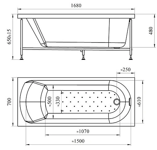 Ванна акриловая Radomir Николь 168х70 2-01-0-0-1-240