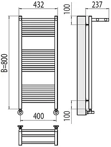Полотенцесушитель водяной лесенка Terminus Аврора с/п П16 400х800 полированная сталь 4670078529411, 2