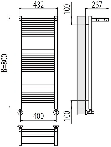 Полотенцесушитель водяной лесенка Terminus Аврора с/п П16 400х800 полированная сталь 4670078529411