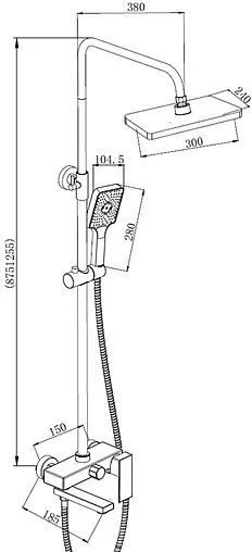 Душевая система со смесителем для ванны Osgard Kalti Black чёрный матовый 63050 Душевая система со смесителем для ванны Osgard Kalti Black чёрный матовый 63050