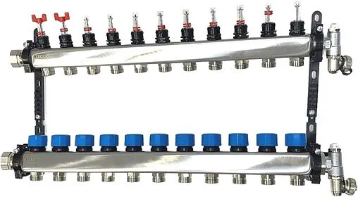 Группа коллекторная с расходомерами 11 отводов 1&quot;в/н x ¾&quot;ек Henco UFH-0605MDSS11