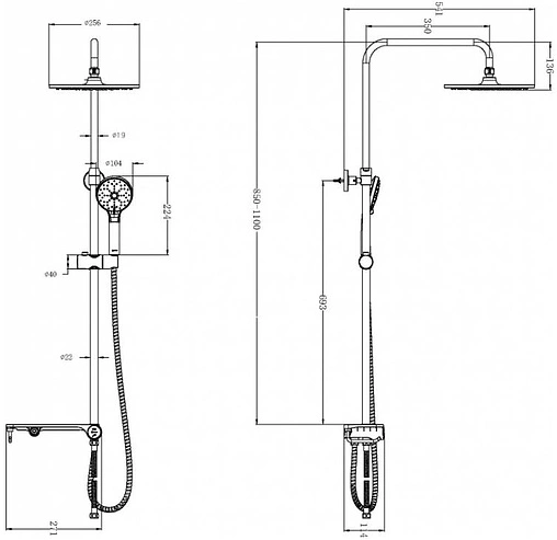 Душевая система без смесителя Lemark хром LM8810C