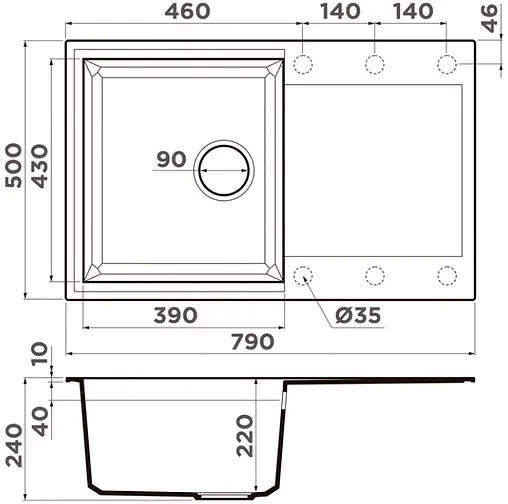 Мойка кухонная Omoikiri Sakaime 79-WH белый 4993279