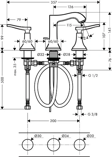 Смеситель для раковины Hansgrohe Metropol Classic 110 хром 31330000