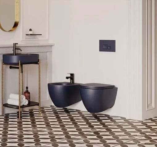 Унитаз подвесной безободковый с функцией биде и встроенным смесителем ISVEA Infinity антрацит 10NFS1005I-2C