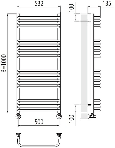 Полотенцесушитель водяной лесенка Terminus Стандарт П20 500х1000 полированная сталь 4670078529800