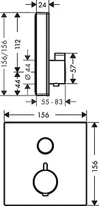 Термостат для 1 потребителя Hansgrohe ShowerSelect Glass чёрный/хром 15737600 Термостат для 1 потребителя Hansgrohe ShowerSelect Glass чёрный/хром 15737600, 2