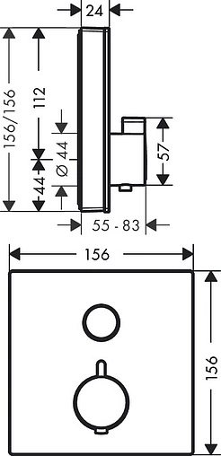 Термостат для 1 потребителя Hansgrohe ShowerSelect Glass чёрный/хром 15737600
