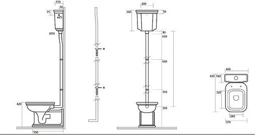 Труба к подвесному бачку Kerasan Waldorf хром 754790