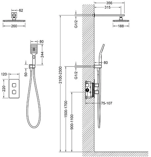 Душевая система с термостатом для душа Timo Petruma чёрный матовый SX-5059/03SM