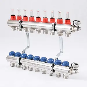 Группа коллекторная с расходомерами 9 отводов 1&quot;в/в x ¾&quot;ек Uni-fitt 440E4309, 2