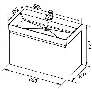 Тумба-умывальник подвесная Aquanet Нью-Йорк 85 орех 00203947+ Тумба-умывальник подвесная Aquanet Нью-Йорк 85 орех 00203947+, 2