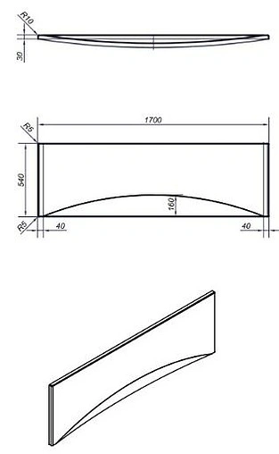 Панель для ванны фронтальная MITO Mito Red 170 белый 63382